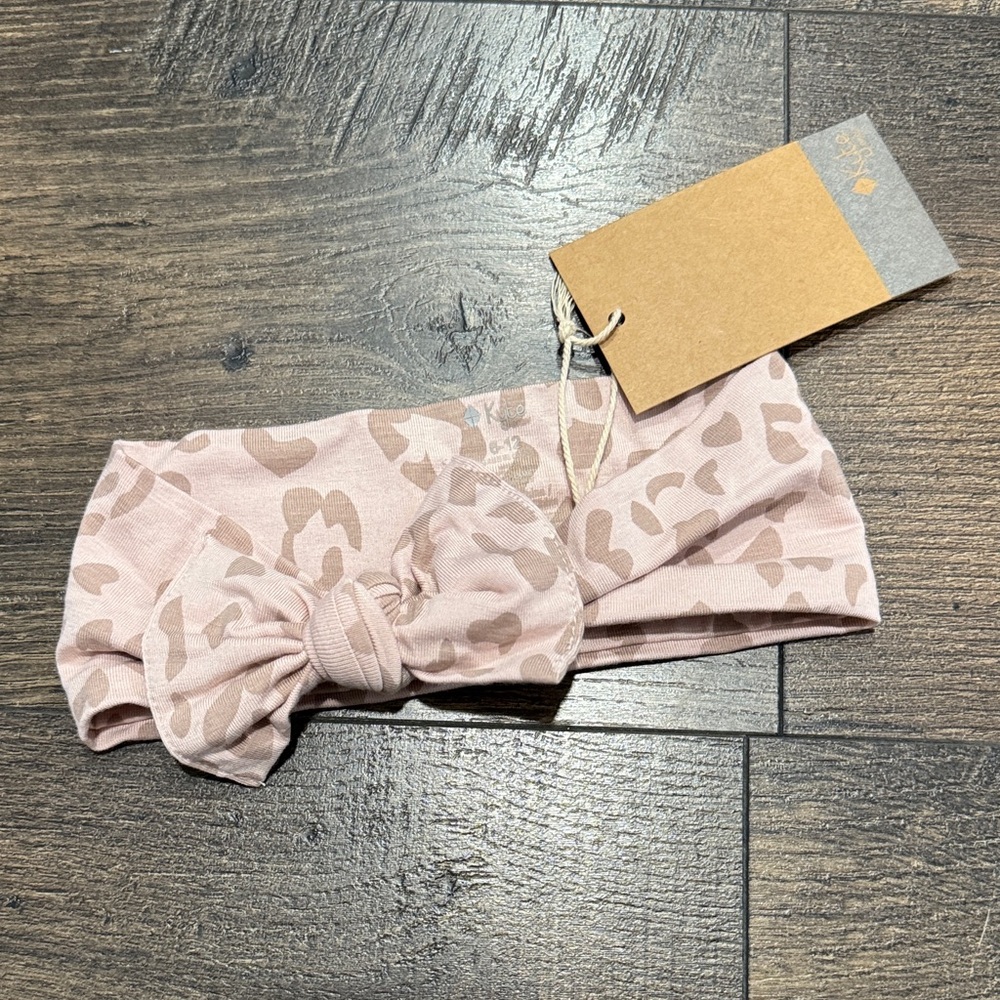 NWT Kyte BABY Headband Bow - Blush Leopard Big